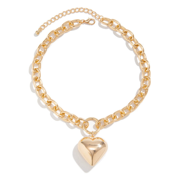 Wholesale Hip Hop Style Heart Shape Iron Chain Ccb Pendant Necklace With Electroplating Treatment