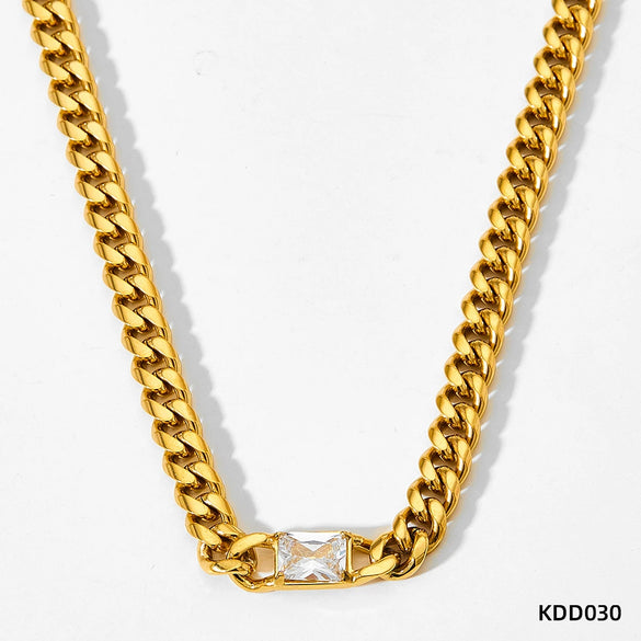 Wholesale Hip Hop Style Stainless Steel Cuban Chain Jewelry Set With Polished Finish Inlaid Zircon And Stars Sun Moon Clouds Universe Pattern Electroplated Clavicle Chain Bracelet