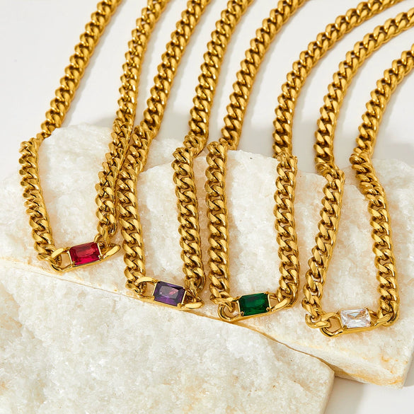 Wholesale Hip Hop Style Stainless Steel Cuban Chain Jewelry Set With Polished Finish Inlaid Zircon And Stars Sun Moon Clouds Universe Pattern Electroplated Clavicle Chain Bracelet