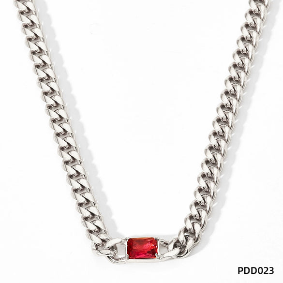 Wholesale Hip Hop Style Stainless Steel Cuban Chain Jewelry Set With Polished Finish Inlaid Zircon And Stars Sun Moon Clouds Universe Pattern Electroplated Clavicle Chain Bracelet