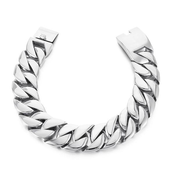 Wholesale Hip Hop Style Stainless Steel Cuban Chain Unisex Necklace And Bracelet With Electroplating