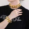 Wholesale Hip Hop Style Stainless Steel Cuban Chain Unisex Necklace And Bracelet With Electroplating