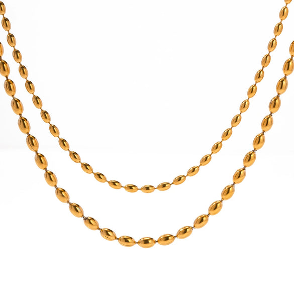 Wholesale Hip Hop Style Stainless Steel Geometric Double Layer Clavicle Chain Necklace With Electroplating