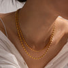Wholesale Hip Hop Style Stainless Steel Geometric Double Layer Clavicle Chain Necklace With Electroplating