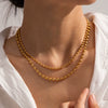 Wholesale Hip Hop Style Stainless Steel Geometric Double Layer Clavicle Chain Necklace With Electroplating