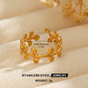 Wholesale Hip Hop Style Stainless Steel Ginkgo Leaf Ring With 18K Gold Plated Electroplating For Lady And Unisex