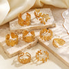 Wholesale Hip Hop Style Stainless Steel Ginkgo Leaf Ring With 18K Gold Plated Electroplating For Lady And Unisex
