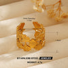 Wholesale Hip Hop Style Stainless Steel Ginkgo Leaf Ring With 18K Gold Plated Electroplating For Lady And Unisex