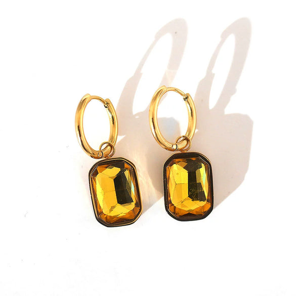 Wholesale Hip Hop Style Stainless Steel Gold Plated Geometric Ushaped Pendant Earrings Jewelry