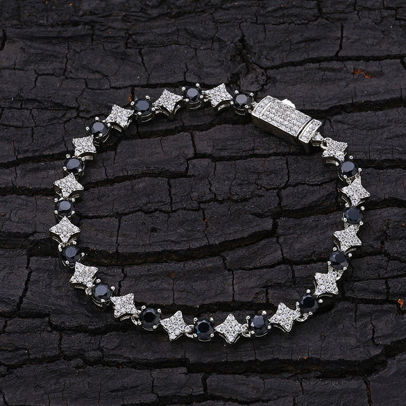 Wholesale Hip Hop Style Star Shaped Zircon Copper Men's Bracelet Jewelry