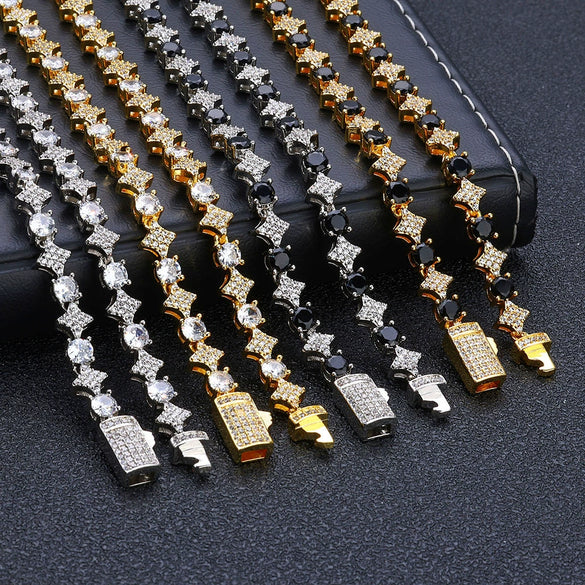Wholesale Hip Hop Style Star Shaped Zircon Copper Men's Bracelet Jewelry