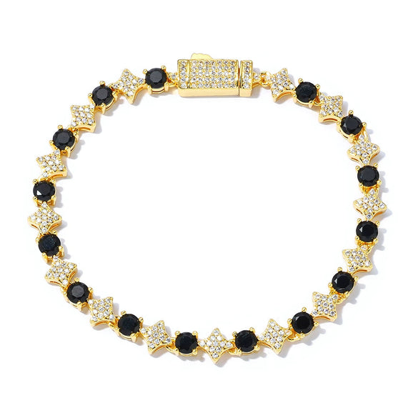 Wholesale Hip Hop Style Star Shaped Zircon Copper Men's Bracelet Jewelry