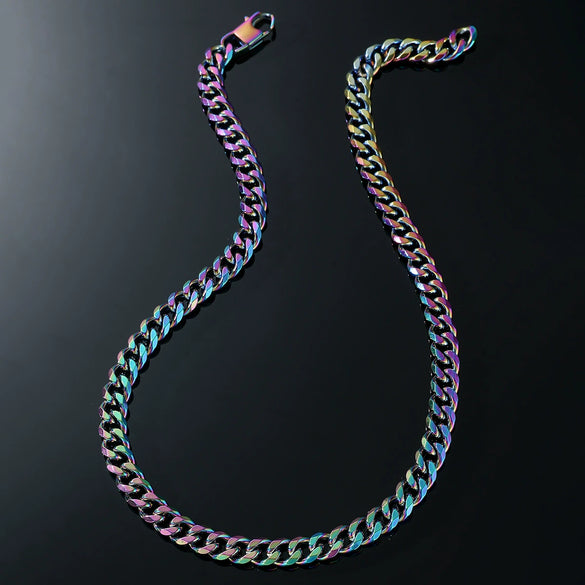 Wholesale Hip Hop Style Titanium Steel Geometric Side Chain Necklace For Men With Electroplating