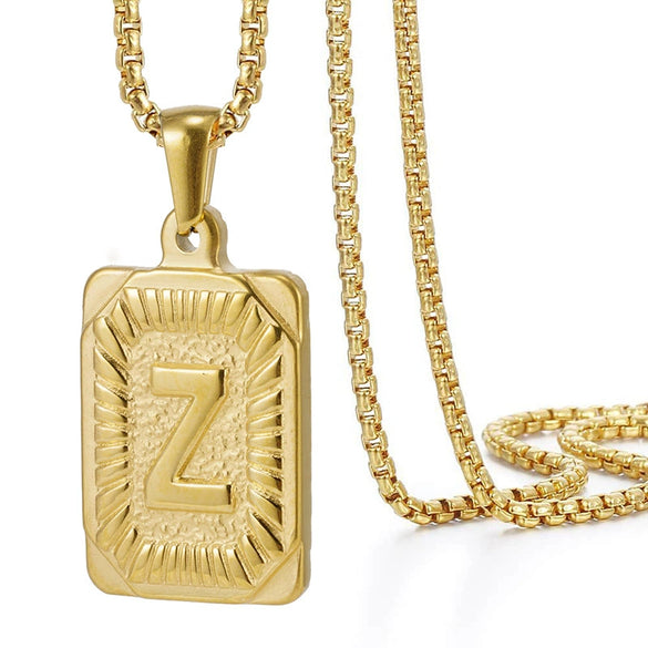 Wholesale Hip Hop 316L Stainless Steel Letter Pendant Necklace With Pearl Chain And Electroplating Treatment
