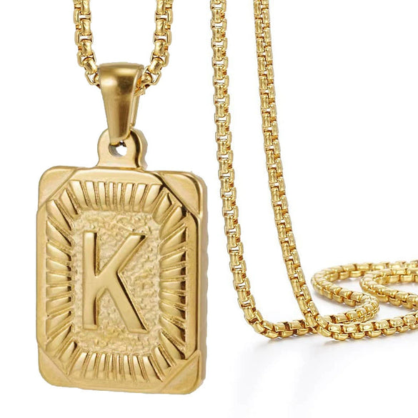 Wholesale Hip Hop 316L Stainless Steel Letter Pendant Necklace With Pearl Chain And Electroplating Treatment