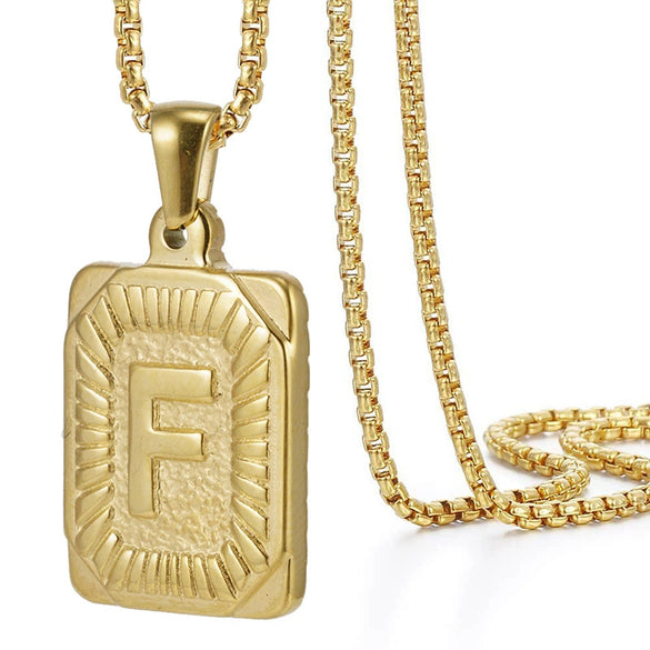 Wholesale Hip Hop 316L Stainless Steel Letter Pendant Necklace With Pearl Chain And Electroplating Treatment