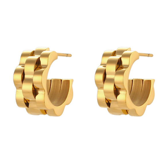 Wholesale Hip Hop Track Earrings Stainless Steel Geometric Vacuum Electroplated