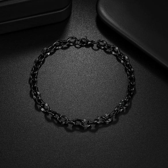 Wholesale Hip Hop Trend Cuban Chain Twist Unisex Stainless Steel Geometric Style Electroplated Bracelet Jewelry
