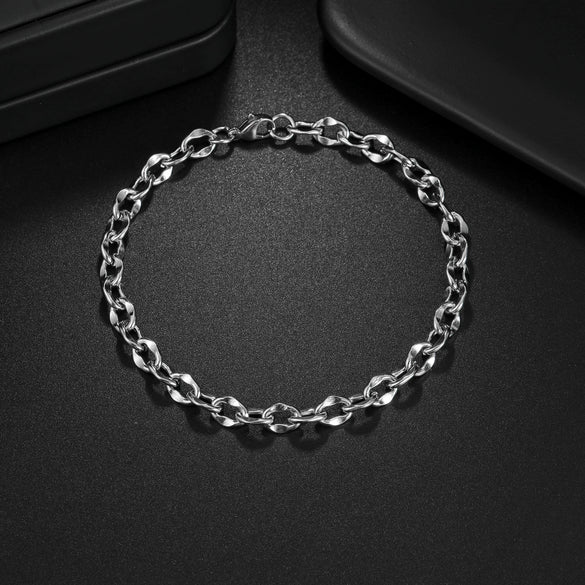 Wholesale Hip Hop Trend Cuban Chain Twist Unisex Stainless Steel Geometric Style Electroplated Bracelet Jewelry