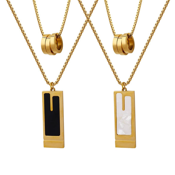 Wholesale Hip Hop Trendy Street Art Style 316L Stainless Steel Geometric Necklace With Gold Plated Electroplating For Women