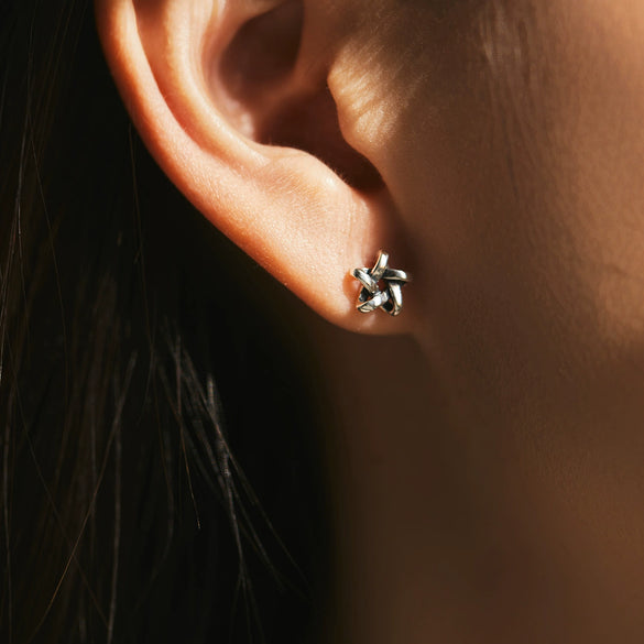 Wholesale Hip Hop Vintage Style S925 Silver Fivepointed Star Earrings For Women