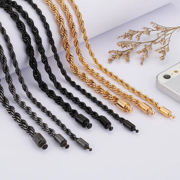 Wholesale Jewelry Hip-Hop Waves Titanium Steel 18K Gold Plated Chain Necklace