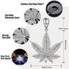 Wholesale Hip Hop Zircon Inlaid Copper Leaf Pendant Necklace With Melon Seed Clasp
