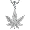 Wholesale Hip Hop Zircon Inlaid Copper Leaf Pendant Necklace With Melon Seed Clasp