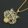 Wholesale Hiphop Alloy Necklace With Exaggerated Green Eyes Head Pendant And Diamond Design Styling With Animals And Zodiac For Men