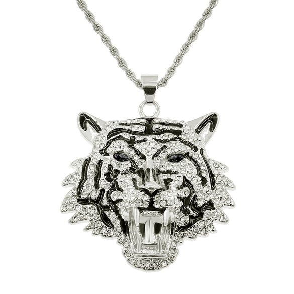 Wholesale Hiphop Alloy Necklace With Exaggerated Green Eyes Head Pendant And Diamond Design Styling With Animals And Zodiac For Men