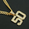 Wholesale Hiphop Alloy Pendant Necklace With Diamond Inlay And Letters Numbers Text Pattern On Cuban Chain For Men