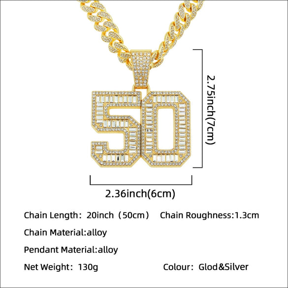 Wholesale Hiphop Alloy Pendant Necklace With Diamond Inlay And Letters Numbers Text Pattern On Cuban Chain For Men