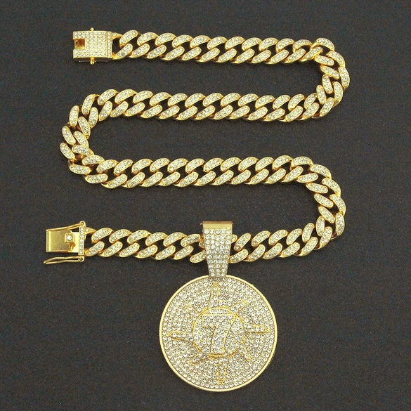 Wholesale Hiphop Alloy Pendant Necklace With Diamondencrusted Letters Numbers Text And Cuban Chain