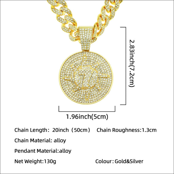 Wholesale Hiphop Alloy Pendant Necklace With Diamondencrusted Letters Numbers Text And Cuban Chain