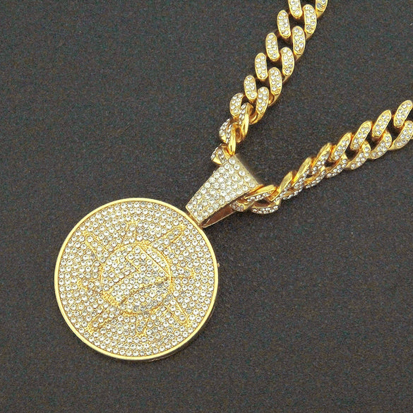 Wholesale Hiphop Alloy Pendant Necklace With Diamondencrusted Letters Numbers Text And Cuban Chain