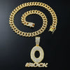 Wholesale Hiphop Alloy Rhinestone O Letter Pendant Necklace With Cuban Chain For Men