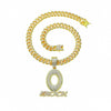 Wholesale Hiphop Alloy Rhinestone O Letter Pendant Necklace With Cuban Chain For Men