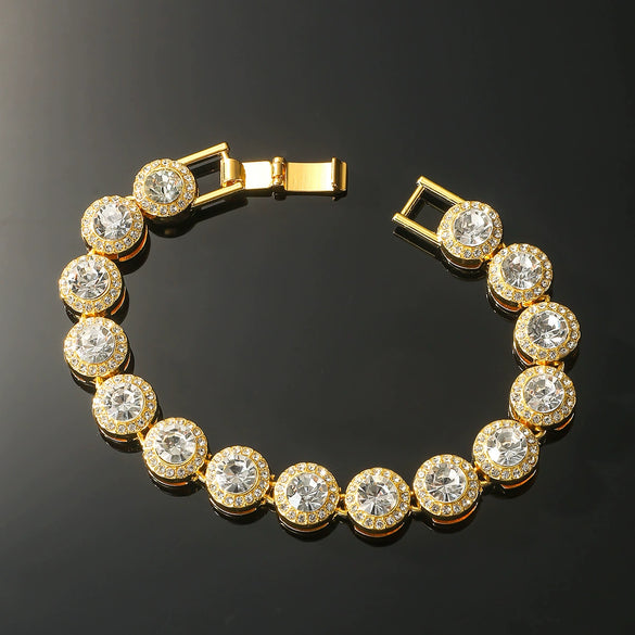 Wholesale Hiphop Alloy Round Geometric Rhinestone Stitching Diamond Necklace For Men
