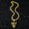 Wholesale Hiphop Animal Leopard Head Pendant Necklace Zinc Alloy Electroplating For Men