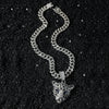 Wholesale Hiphop Animal Leopard Head Pendant Necklace Zinc Alloy Electroplating For Men