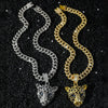 Wholesale Hiphop Animal Leopard Head Pendant Necklace Zinc Alloy Electroplating For Men