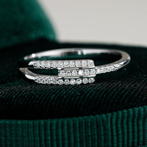 Wholesale Hiphop Asymmetric Moissanite Ring For Female S925 Sterling Silver With Geometric Design