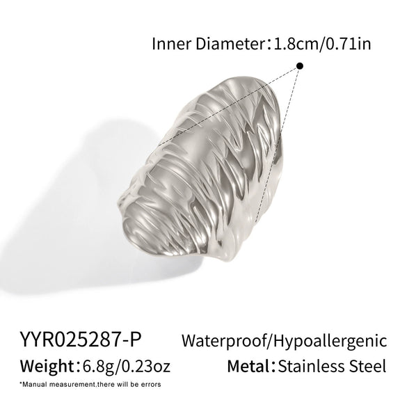 Wholesale Hiphop Casual Texture Ring Jewelry In Stainless Steel With Geometric Design And Electroplating