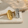 Wholesale Hiphop Casual Texture Ring Jewelry In Stainless Steel With Geometric Design And Electroplating