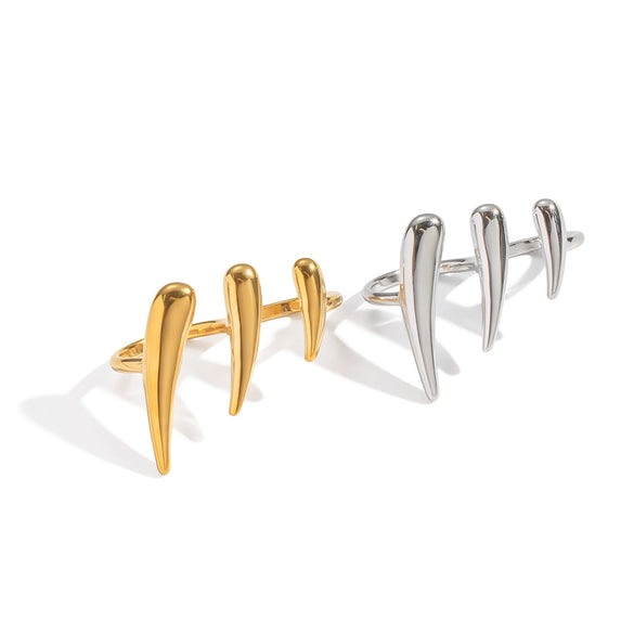 Wholesale Hiphop Claw Open Ring Geometric Stainless Steel Hand Jewelry For Women Electroplated