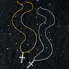 Wholesale Hiphop Copper Alloy Zircon Cross Pendant Necklace Set With Diamonds On Twist Chain Unisex