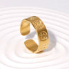 Wholesale Hiphop Creative Open Index Finger Smiley Face Titanium Steel Ring With Electroplating Adjustable For Women