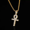 Wholesale Hiphop Cross Copper Zircon Pendant Necklace