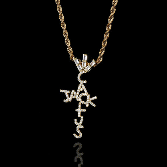 Wholesale Hiphop Cross Copper Zircon Pendant Necklace
