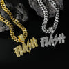 Wholesale Hiphop Diamond Letter Pendant Necklace Zinc Alloy Cuban Chain